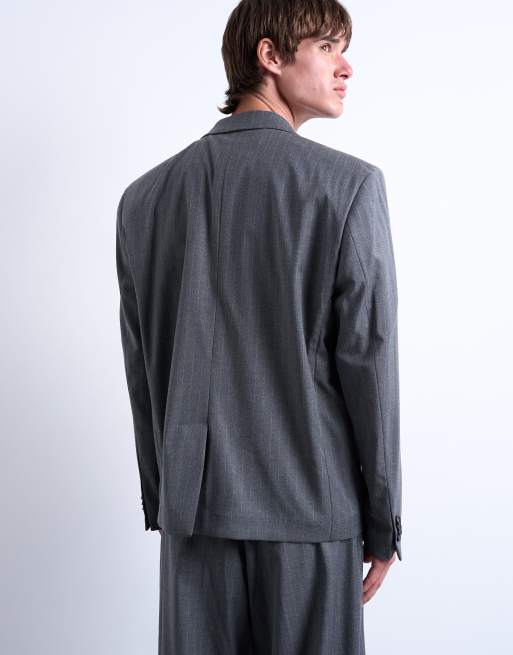 Topman - Blazer coupe carrée décontractée à fines rayures - Anthracite, 5 de 5