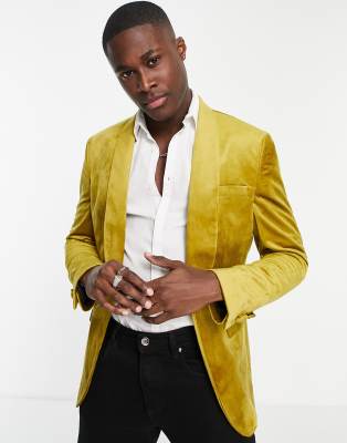 Topman velvet blazer in gold - ASOS Price Checker