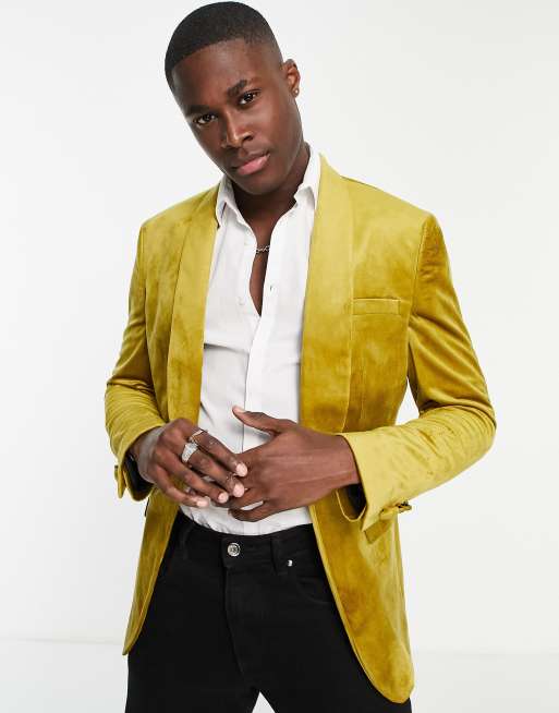 Topman - Blazer in velluto oro