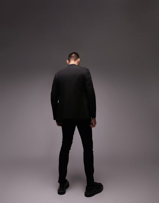 Topman - Blazer skinny à double boutonnage en jersey - Noir, 2 de 4