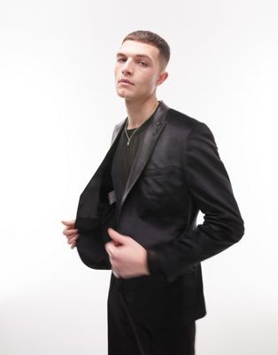 Topman skinny velvet blazer in black - ASOS Price Checker