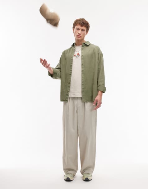 Topman – Blekgrön, långärmad skjorta i oversize - view 1