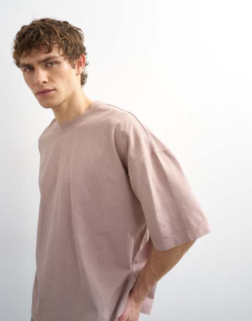 Topman – Blekrosa t-shirt med boxig passform, 4 av 5