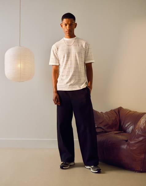 Topman – Bleksvarta byxor i twill med elastisk midja - view 1