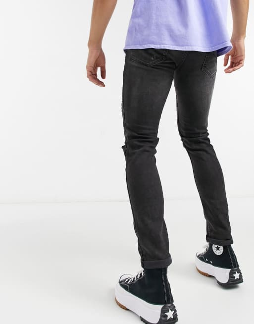 Topman – Bleksvarta skinny jeans av bomullsmix med stretch och revor - BLACK, 2 av 4