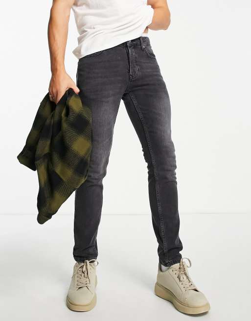 Topman – Bleksvarta skinny jeans med stretch 