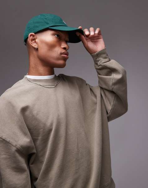 Topman – Blekt khakifärgad sweatshirt i oversize - view 1