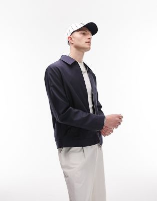 Topman harrington jacket in navy - ASOS Price Checker