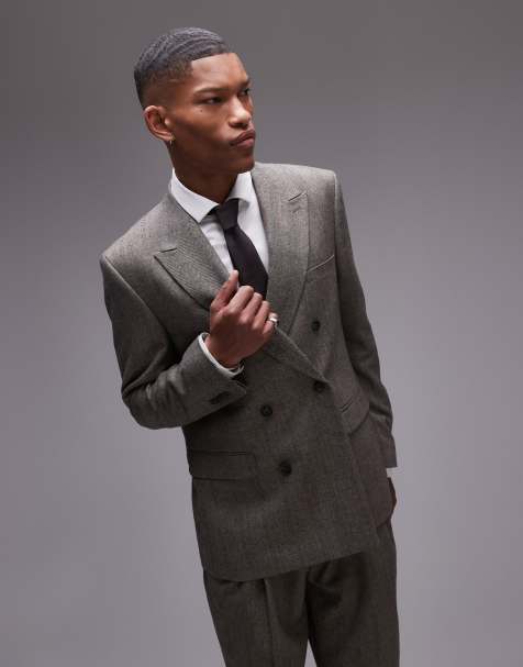 Topman - Blouson harrington décontracté en laine mélangée à rayures de qualité supérieure - Marron - view 1