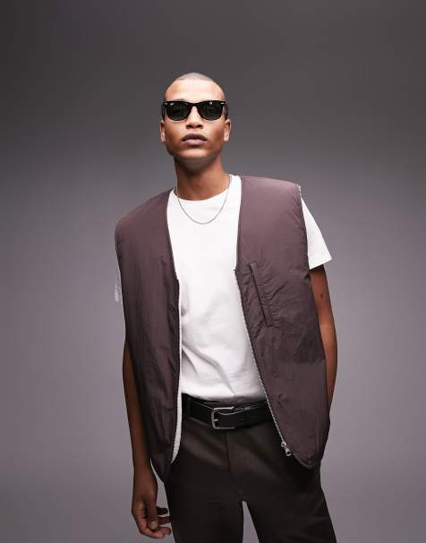 Topman - Bodywarmer gevoerd met borg in bruin - view 1