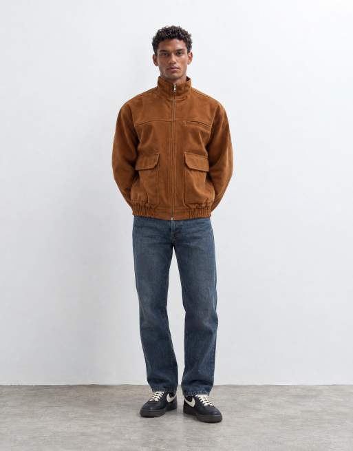 Topman bomber coupe relaxed, col montant, double zip, camel, 10 de 10