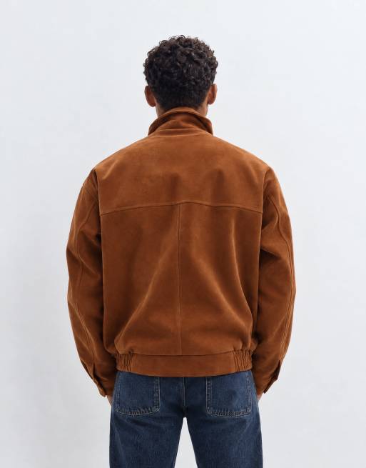 Topman bomber coupe relaxed, col montant, double zip, camel, 9 de 10
