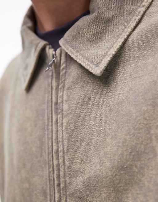 Topman - Bomber en jean coupe décontractée - Kaki délavé, 2 de 4