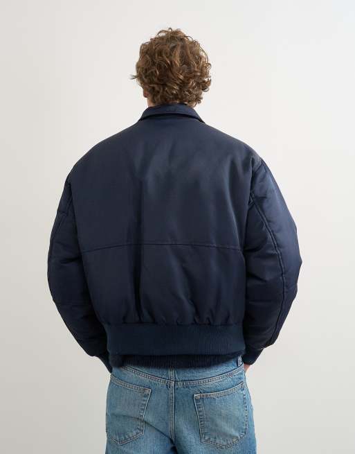 Topman bomber matelassé à fermeture à crochet bleu marine, 5 de 5