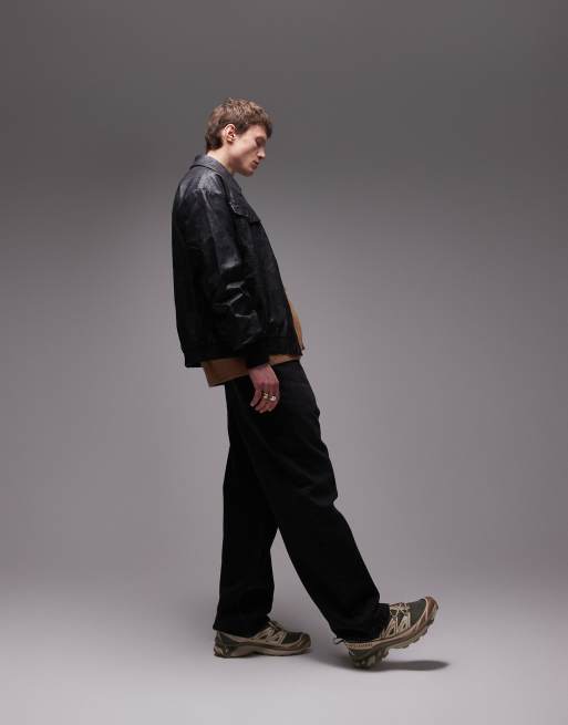 Topman - Bomber oversize en similicuir effet usé - Noir, 3 de 4