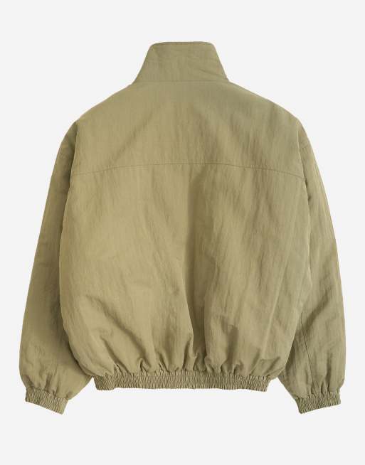 Topman bomberka z nylonu i diagonalu, oversize, ze stójką, khaki, 7 z 7