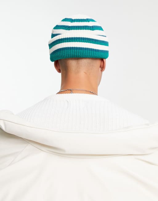 Topman - Bonnet rayé en polyester mélangé - Sarcelle et vert - MGREEN, 3 de 4