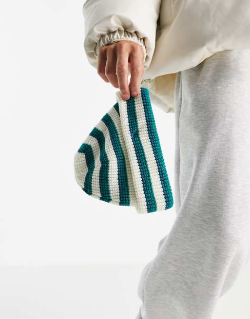 Topman - Bonnet rayé en polyester mélangé - Sarcelle et vert - MGREEN, 4 de 4