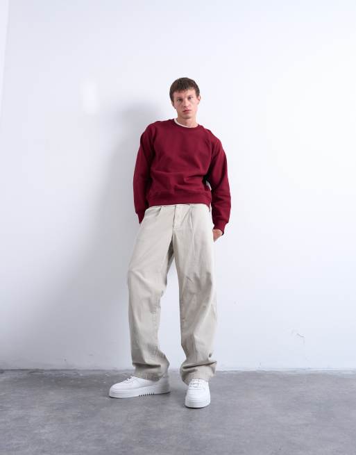 Topman - Bordeauxrød sweatshirt med raglanærmer og firkantet pasform, 2 af 5
