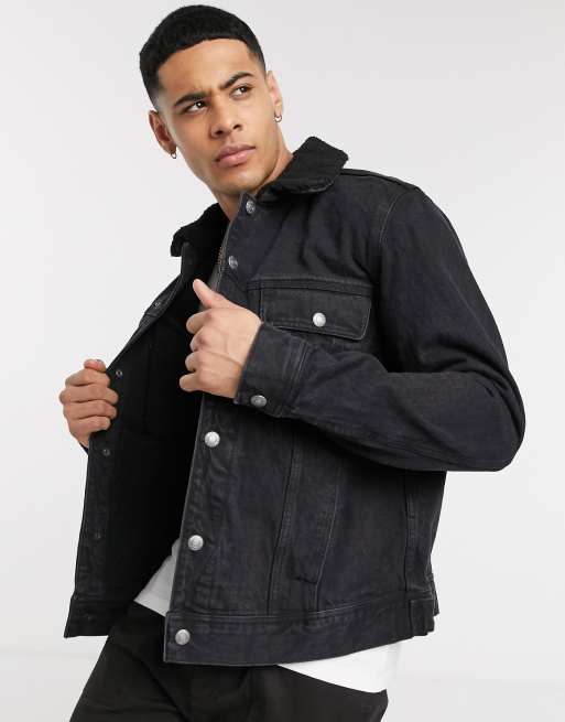 Mens black borg collar on sale jacket