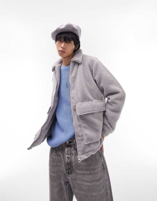 Topman borg shacket in grey