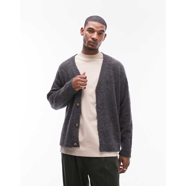 Topman crochet cardigan in stone