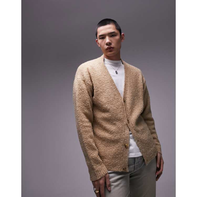 Topman boucle cardigan in oatmeal