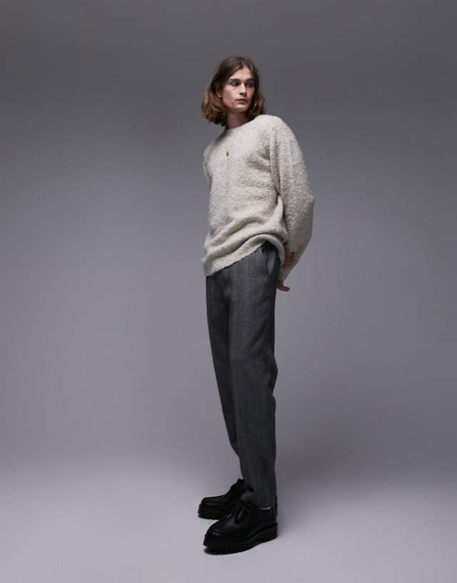 Topman - boucle crew jumper in ecru