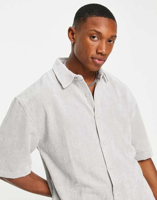 Topman boxy cord shirt in grey | ASOS