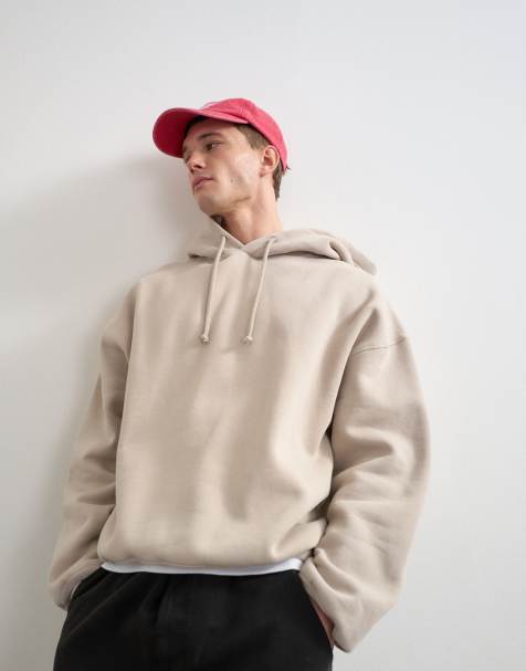 Topman boxy fit distressed hoodie in washed stone - view 1