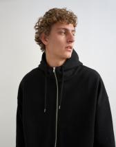 Topman boxy fit funnel neck hoodie in black
