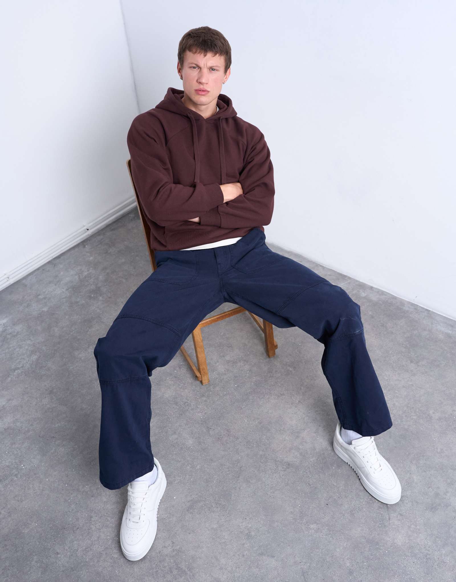 Толстовка с капюшоном свободного кроя Topman коричневого цвета