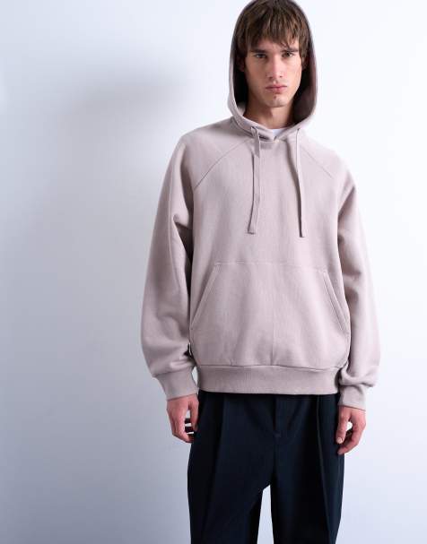 Topman boxy fit hoodie in mink - view 1