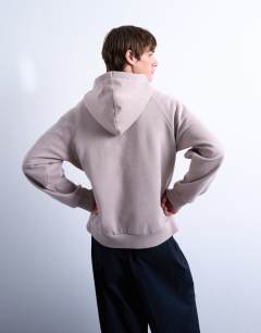 Model wearing Boxy fit hoodie in mink