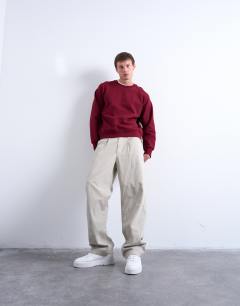 Model wearing Boxy fit raglan sweatshirt in burgundy