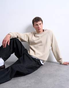 Boxy fit raglan sweatshirt in stone