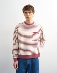 Boxy fit stripe sweatshirt in pink