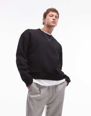 Topman boxy fit sweatshirt in black