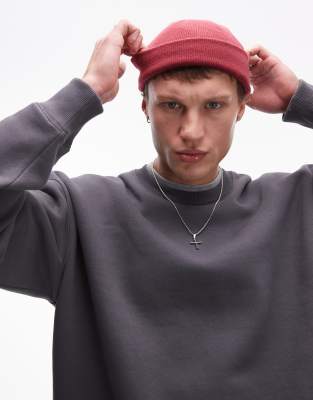 Topman Boxy Fit Sweatshirt In Gray