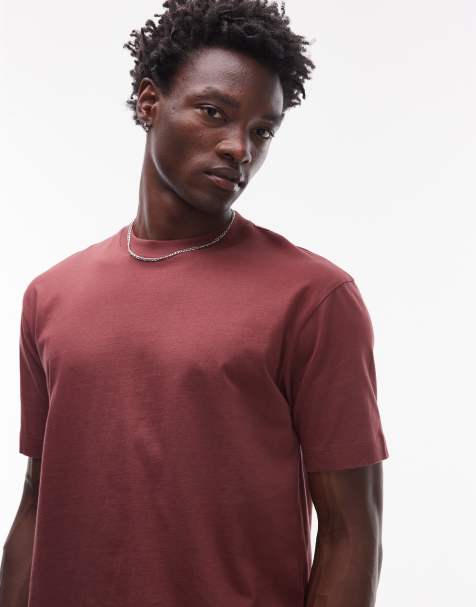 Topman boxy fit t-shirt in burgundy - view 1