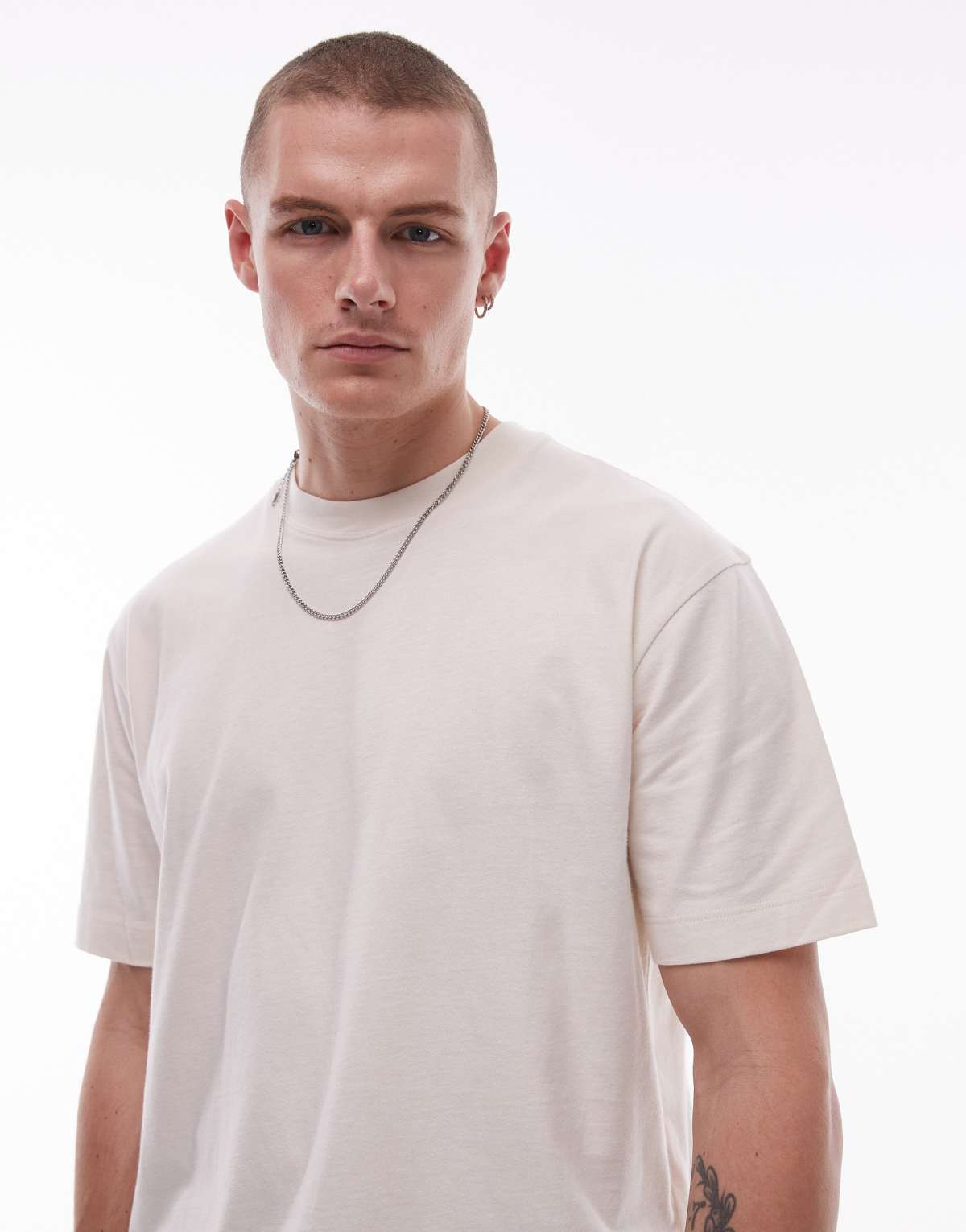 Topman boxy fit t-shirt in ecru