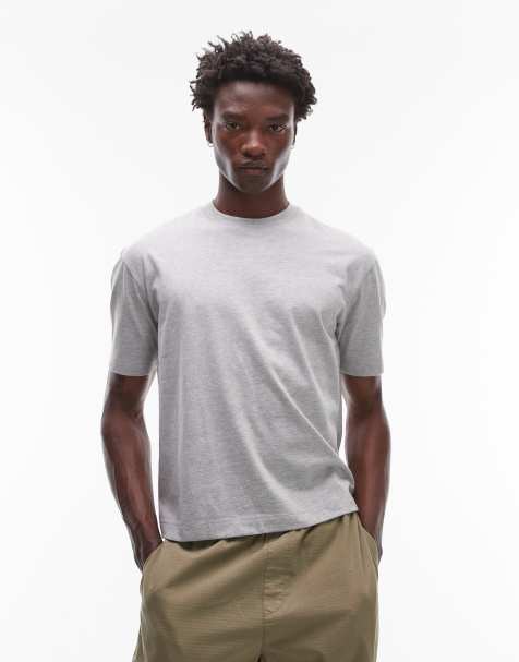 Topman boxy fit t-shirt in grey marl - view 1