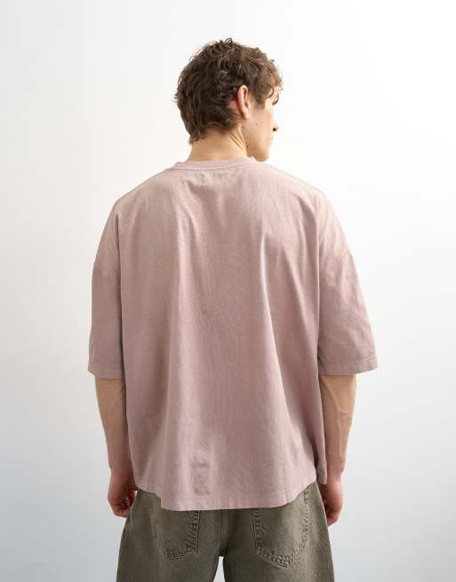Topman boxy fit t-shirt in washed pink, 3 of 5