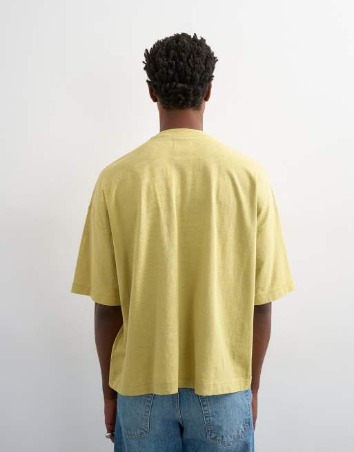Topman boxy fit t-shirt in washed yellow, 3 of 5