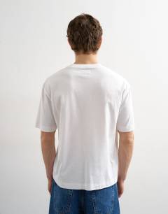Model wearing Boxy oversized cropped t-shirt in white