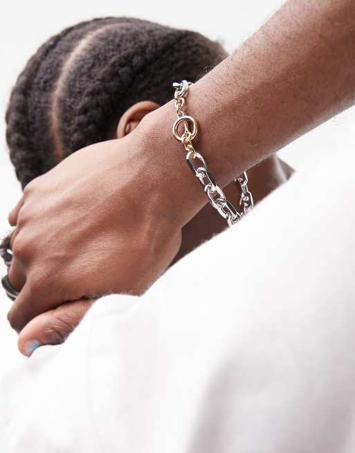 Topman - Bracciale in catenina argento con chiusura a T