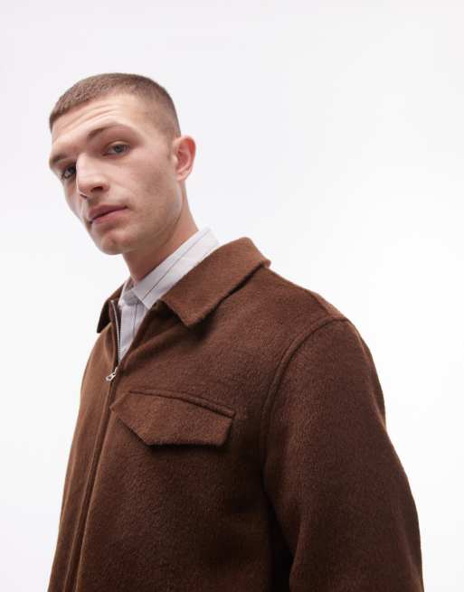Topman – Brązowa kurtka koszulowa z imitacji wełny, 2 z 4
