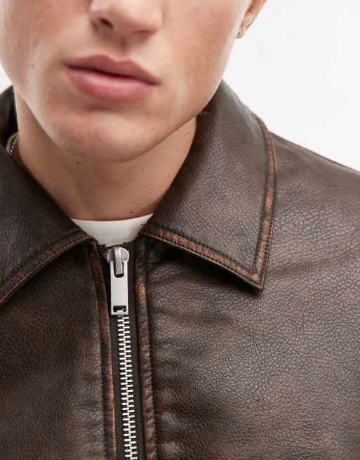 Topman – Brun A2-jacka i läderimitation, 2 av 4