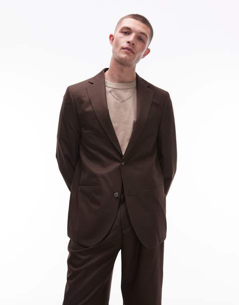 Topman – Brun kavaj med avslappnad passform, del av kostym - view 1