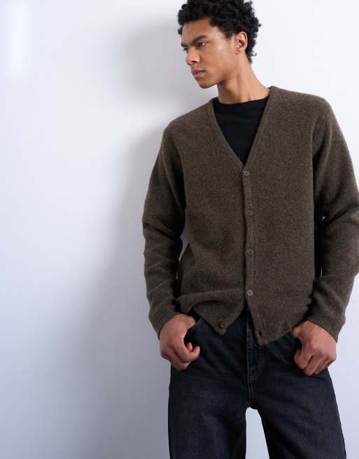 Topman – Brun, stickad kofta i regular fit, 2 av 5